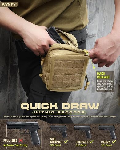 WYNEX Molle Admin Pistol Pouch for Concealed Carry, Tactical EDC Belt Pouch Gun Bag Utility Tool EMT Organizer Pouch Medical CCW with Universal Pistol/Elastic Holster in Saudi Arabia
