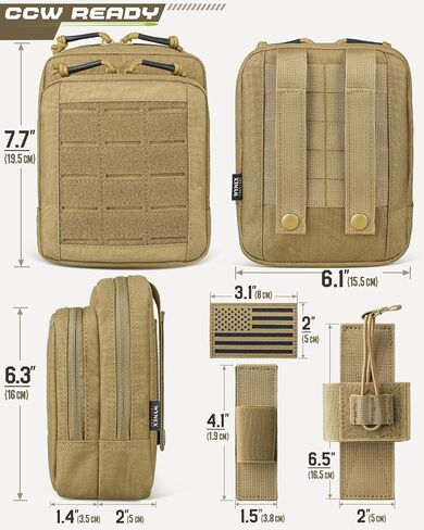 WYNEX Molle Admin Pistol Pouch for Concealed Carry, Tactical EDC Belt Pouch Gun Bag Utility Tool EMT Organizer Pouch Medical CCW with Universal Pistol/Elastic Holster in Saudi Arabia