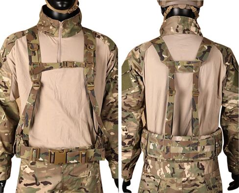 Military Waist Belt Multi-Purpose Molle Padded Patrol Belt with H Harness Suspenders Outdoor Sports Equipment in Kuwait