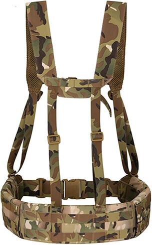 Military Waist Belt Multi-Purpose Molle Padded Patrol Belt with H Harness Suspenders Outdoor Sports Equipment in Kuwait