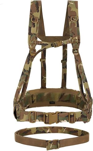 Military Waist Belt Multi-Purpose Molle Padded Patrol Belt with H Harness Suspenders Outdoor Sports Equipment in Kuwait