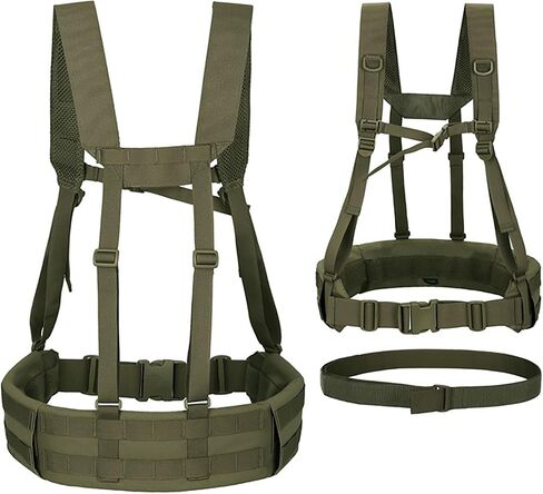 Military Waist Belt Multi-Purpose Molle Padded Patrol Belt with H Harness Suspenders Outdoor Sports Equipment in Kuwait