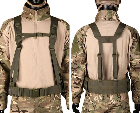 Military Waist Belt Multi-Purpose Molle Padded Patrol Belt with H Harness Suspenders Outdoor Sports Equipment in Kuwait