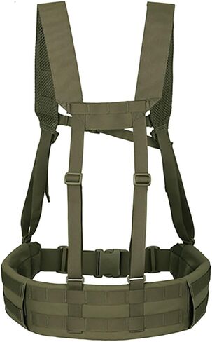 Military Waist Belt Multi-Purpose Molle Padded Patrol Belt with H Harness Suspenders Outdoor Sports Equipment in Kuwait