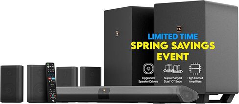 Nakamichi Shockwafe Ultra 9.2.4 Channel Dolby Atmos/DTS:X Soundbar with Dual 10" Subwoofers (Wireless), 4 Rear Surround Effects Speakers, eARC and SSE Max Technology (Flagship) in Kuwait