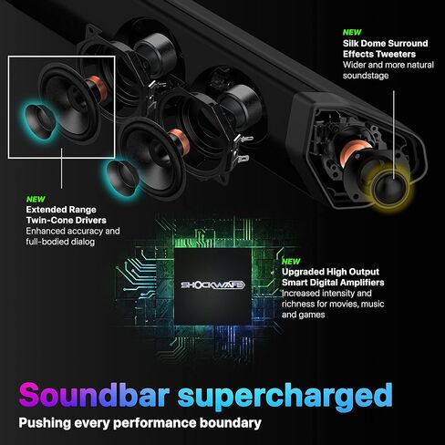 Nakamichi Shockwafe Ultra 9.2.4 Channel Dolby Atmos/DTS:X Soundbar with Dual 10" Subwoofers (Wireless), 4 Rear Surround Effects Speakers, eARC and SSE Max Technology (Flagship) in Kuwait