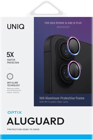 UNIQ OPX ALUMINIUM CAMERA LENS PROTECTOR compatible with iPhone 16 & iPhone 16 Plus, Midnight Black in Saudi Arabia