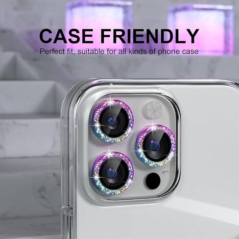متوافق مع iPhone 16 Pro/iPhone 16 Pro Max Camera Lens Protector Bling ، 9H كاميرا زجاجية مغمورة شاشة الشاشة محتملة دخن المعادن (Diamond-Silver) in Saudi Arabia