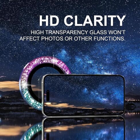 متوافق مع iPhone 16 Pro/iPhone 16 Pro Max Camera Lens Protector Bling ، 9H كاميرا زجاجية مغمورة شاشة الشاشة محتملة دخن المعادن (Diamond-Silver) in Saudi Arabia