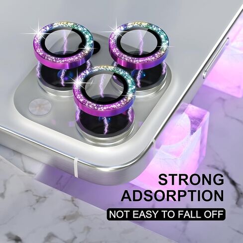 متوافق مع iPhone 16 Pro/iPhone 16 Pro Max Camera Lens Protector Bling ، 9H كاميرا زجاجية مغمورة شاشة الشاشة محتملة دخن المعادن (Diamond-Silver) in Saudi Arabia