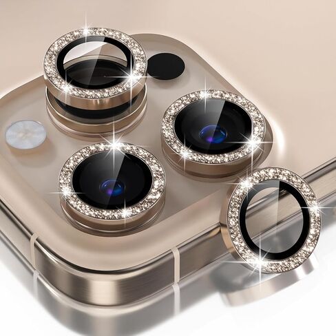 Compatible for iPhone 16 Pro/iPhone 16 Pro Max Camera Lens Protector Bling,9H Tempered Glass Camera Cover Screen Protector Metal Ring Decoration Accessories (Diamond-Silver) in Saudi Arabia