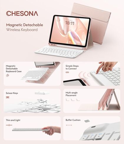 CHESONA Keyboard Case for iPad A16 11th/10th Gen, Black in Kuwait