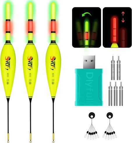 QualyQualy Lighted Slip Bobbers Fishing Floats Spring Bobber 4pcs Glow in The Dark Spring Bobber for Crappie Walleyes Fishing (Yellow & Black, 2in) in Saudi Arabia