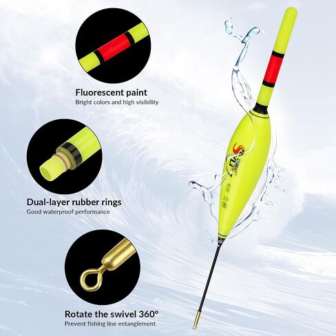 QualyQualy Lighted Slip Bobbers Fishing Floats Spring Bobber 4pcs Glow in The Dark Spring Bobber for Crappie Walleyes Fishing (Yellow & Black, 2in) in Saudi Arabia