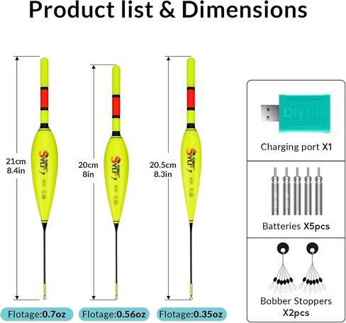 QualyQualy Lighted Slip Bobbers Fishing Floats Spring Bobber 4pcs Glow in The Dark Spring Bobber for Crappie Walleyes Fishing (Yellow & Black, 2in) in Saudi Arabia