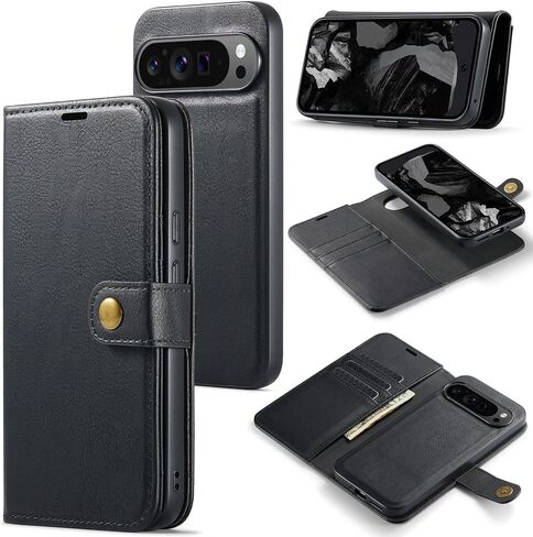 حالة الهاتف ASUWISH لـ Google Pixel 9 Pro XL Wallet Wallet Cover Disachable Cell مع حامي شاشة زجاجية مقسّرات فتحة بطاقة Pixel9 9pro 9proxl in Kuwait
