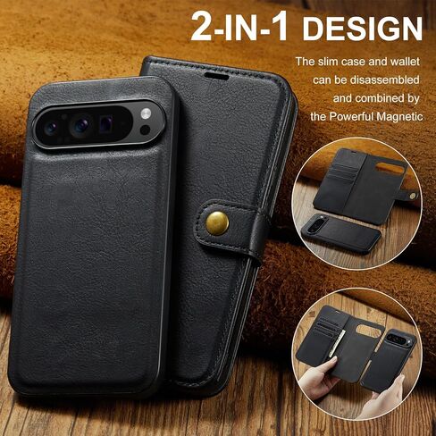حالة الهاتف ASUWISH لـ Google Pixel 9 Pro XL Wallet Wallet Cover Disachable Cell مع حامي شاشة زجاجية مقسّرات فتحة بطاقة Pixel9 9pro 9proxl in Kuwait