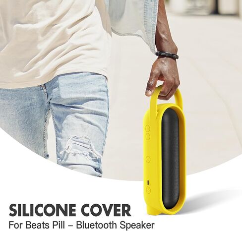 Silicone Case Cover Compatible with Beats Pill 2024, Portable Travel Sleeve Protective Pouch with Handle Stand Up Carry Cover for Pill-2024 Wireless Bluetooth Speaker (Case ONLY) (Black) in Saudi Arabia