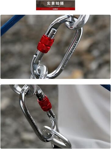 قفل الثقيلة تسلق Carabiner Clip CE تصنيف 25 كيلو نيوتن 5600 رطل التضاريس الوعرة المعتمدة من قفل القوة الصناعية قفل المقاطع للتزوير ، الحبال ، الأراجيح ، التخييم in Kuwait