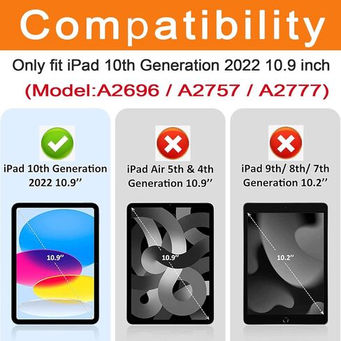 متوافق مع غطاء حالة الجيل العاشر من iPad مع لوحة مفاتيح Bluetooth اللاسلكية 2022 تم إصدار in Kuwait
