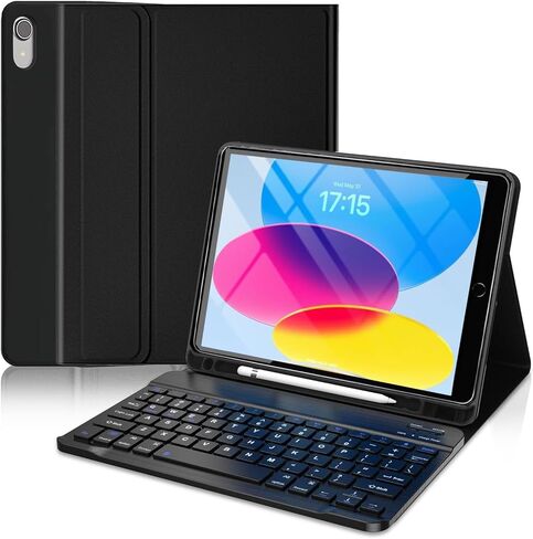 متوافق مع غطاء حالة الجيل العاشر من iPad مع لوحة مفاتيح Bluetooth اللاسلكية 2022 تم إصدار in Kuwait