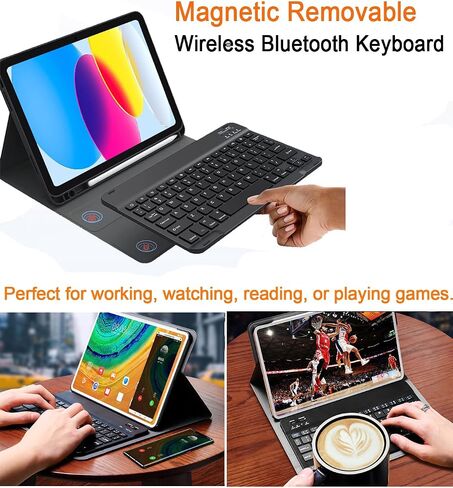 متوافق مع غطاء حالة الجيل العاشر من iPad مع لوحة مفاتيح Bluetooth اللاسلكية 2022 تم إصدار in Kuwait