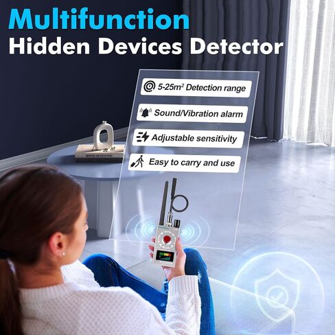 K18 Hidden Camera Detectors Bug & GPS Tracker Scanner Spy Camera Finder for Hidden Devices Listening Device Scanner with Sound & Vibration Alarm Portable Privacy Protectionn(Silver) in Kuwait
