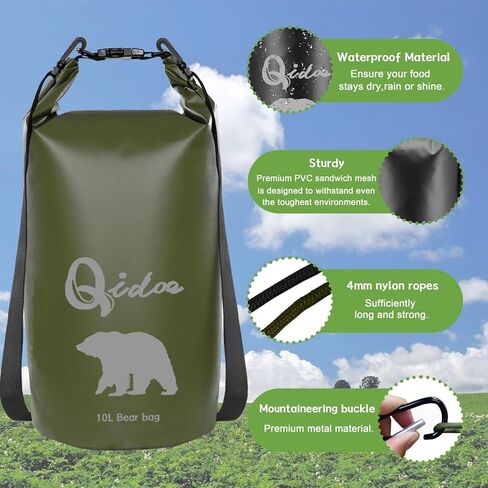 Bear Food Bag for Camping Ultralight Food Bag Hanging System 10 L Waterproof Bear Bag Pulley Systems Includes Waterproof Bear Bag, Nylon Ropes, Hooks for Camping Backpacking in Kuwait