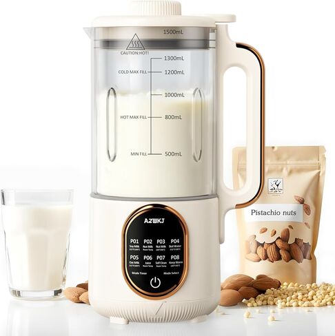 𝗨𝗽𝗴𝗿𝗮𝗱𝗲𝗱 44oz Automatic Nut Milk Maker, 8 in 1 Homemade Soy Milk Maker,Almond Milk, Oat Milk, Coconut Milk & More and Nut Milk Machine with Delay Start/Self-Cleaning with Electronic Cookbook in Saudi Arabia