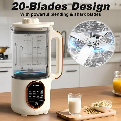 𝗨𝗽𝗴𝗿𝗮𝗱𝗲𝗱 44oz Automatic Nut Milk Maker, 8 in 1 Homemade Soy Milk Maker,Almond Milk, Oat Milk, Coconut Milk & More and Nut Milk Machine with Delay Start/Self-Cleaning with Electronic Cookbook in Saudi Arabia