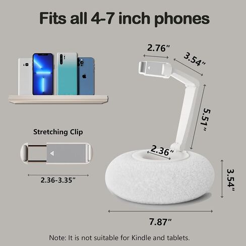 Phone Holder for Bed,Dual Axis Arm 360°Adjustable Angle Height,Bed Phone Holder Laying Downd,Detachable Soft Plush Fabric,Phone Pillow Stand for 4-7" Phones,Pink in Saudi Arabia