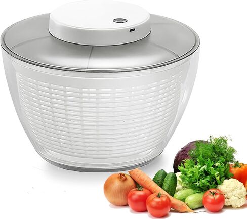 Electric Salad Spinner 6.3-Quart– Large Capacity Lettuce Spinner with Squeeze Bottle,Built-In Draining System,and Bowl & Colander – Serves 6-12 Persons Perfect for Family Meals, Parties and Gatherings in Saudi Arabia