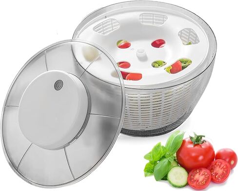 Electric Salad Spinner 6.3-Quart– Large Capacity Lettuce Spinner with Squeeze Bottle,Built-In Draining System,and Bowl & Colander – Serves 6-12 Persons Perfect for Family Meals, Parties and Gatherings in Saudi Arabia