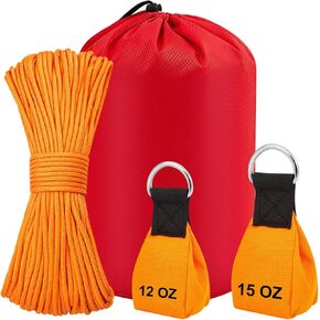 4 Pcs Arborist Throw Line Kit, 12oz+15oz Throw Weight Bag with 164ft Polyester Rope and Storage Bag Arborist Equipment Climbing Kit for Tree Work Limb Throwing