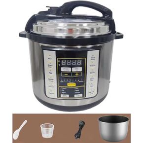 12 In 1 Electric Pressure Cooker With 24-Hour Reservation Function, Slow Cooker, Rice Cooker, Wok, Cake, Yogurt, Etc., 6 L, Stainless Steel/Black.