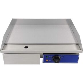 Commercial Electric Griddle (22-inch, 1500W) with Thermostatic Control - Ideal for Commercial Kitchen Countertops and Hotplate Grill Cooking (Full Flat)