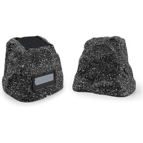 STUDIOFINIX 8" Rock Speakers Outdoor Waterproof - 5.3 Bluetooth Wireless Speaker Solar Powered Max Peak 240W for Garden,Patio,Deck,Pool,Backyard (Gray 1 Pair)