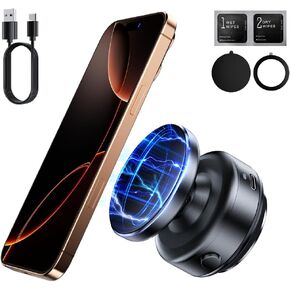 360°Rotating Electric Vacuum Magnetic Suction Phone Holder, XO Foldable Car Phone Mount,Strong Magnetic Car Phone Holder for iPhone16/15/14/13/12 Series,for Any Smooth Surfaces (Not Charging Phone)