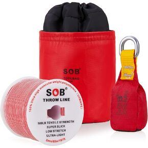 SOB Arborist Throw Line Kit with Slick Rope 197FT, Throw Weight, Reflective Storage Bag, Suit for Tree Cutting,Camping, Trimming, Hanging Swing, Forestry Tree Gear ﻿