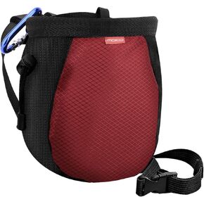 MoKo Rock Climbing Chalk Bag, Bouldering Chalk Pot Bucket with Adjustable Belt & Carabiner Drawstring Climbing Gear