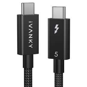 iVANKY | Intel Certified | Thunderbolt 5 Cable 3.3ft, up to 120Gbps Bandwidth and 240W Charging, Premium Braided Thunderbolt Cable 80Gbps, Compatible with Thunderbolt 4/3, USB4, MacBook M4 Pro - 3.3FT