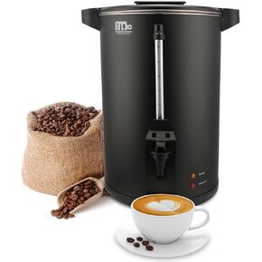 جرة قهوة تجارية 110 كوب 20L ، Festa Essential 1500W جدار مزدوج صانع قهوة كبير من الفولاذ المقاوم للصدأ من الفولاذ المقاوم للصدأ من الصنبور المزدوج ، والضرب السريع لتقديم الطعام ، الأسود