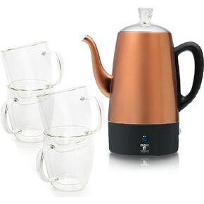 Moss & Stone Percolator Coffee Pot Electric 10 Cup, Stainless Steel Coffee Maker, Coffee Percolator Electric With Keep Warm Function, 10 Cups Stainless Steel Percolator With Coffee Basket Bundle With