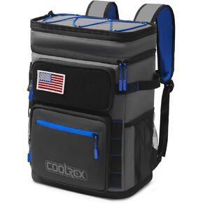 Backpack Cooler Gray 2 Insulated Compartments Leak Proof Waterproof Travel Cooler Bag 36+6 Cans 26L Drink Beverage Beer Bag Cooler for Camping, Beach, Hiking & Shopping