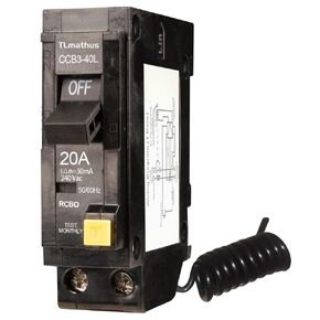 QF115A Ground Fault Circuit Interrupter, 15 Amp Circuit Breaker, 1 Pole, 120V, 10,000 AIC, Self Testing, Plug-on Design, Easy to Install