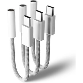 USB-C to 3.5mm Audio Adapter (3-Pack) for Headphones is a Type-C to AUX 3.5mm Jack dongle, Compatible with iPhone 16/15, Samsung Galaxy S24/S23/S22/S21, Pixel, and iPad