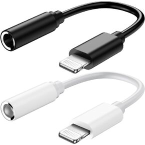 2 Pack Apple MFI Audphone Certified Actapter لـ iPhone ، محول Lightning إلى كبل صوت Dongle Aux Dongle Aux 3.5 مم - متوافق مع iPhone 14،13،12،11 Pro Max ، X ، XS Max ، XR ، 8 ، 7 Plus