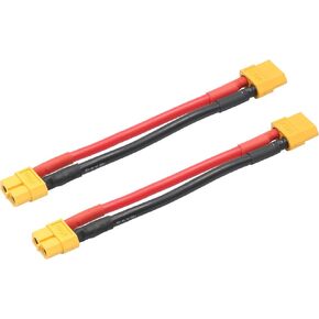 Short XT60 Battery Connector Cable 4inch, XT60 Male to XT60 Male Connector Adapter with 12AWG Cable for 2 Cable Extension and RC Lipo Charger etc(2Pcs)