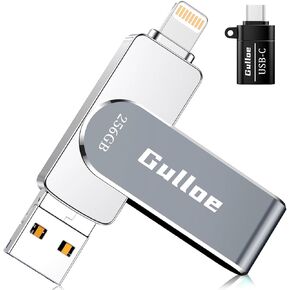 Gulloe 256GB USB Flash Drive Intended for iPhone iPad, Memory Stick Storage for Photos and Videos Backup, Compatible with iPhone iPad Android PC, Plug and Play, No Application Required (Light Green)