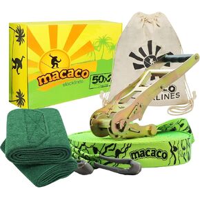 Macaco Slackline 85ft (26m) Long (2in Wide) Incl Ratchet, Bag and 'How to Slackline' Booklet!